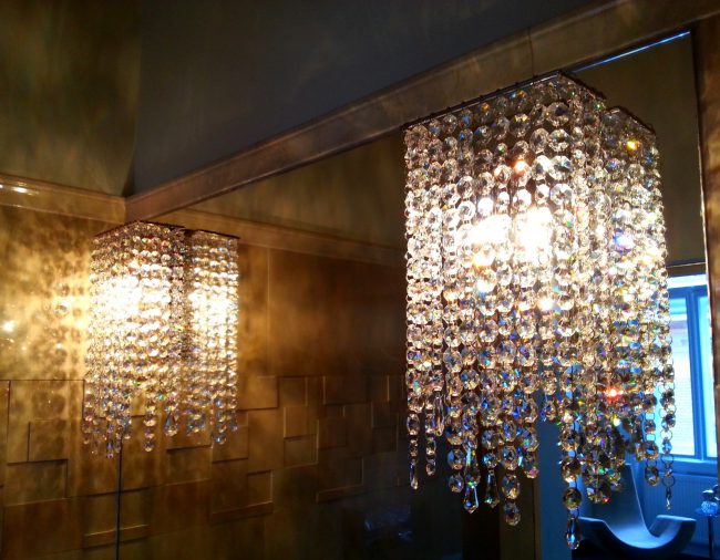 Deco Angular kristály falikar, crystal wall lamp in artdeco style