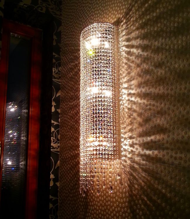 Deco kristály falikar, crystal wall lamp