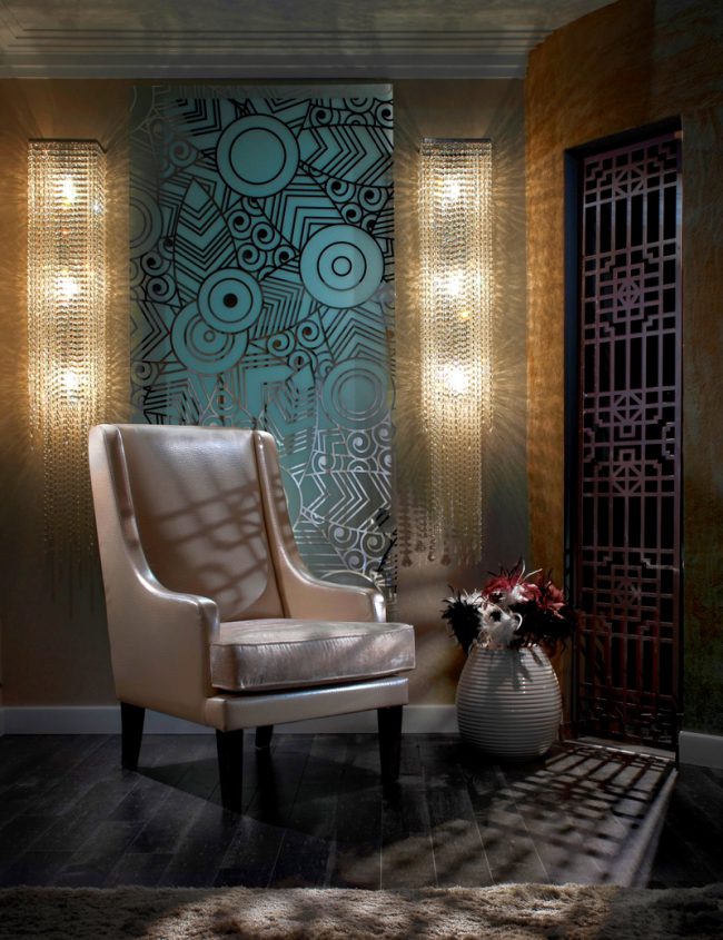 waterfall kristály falikar, crystal wall lamp